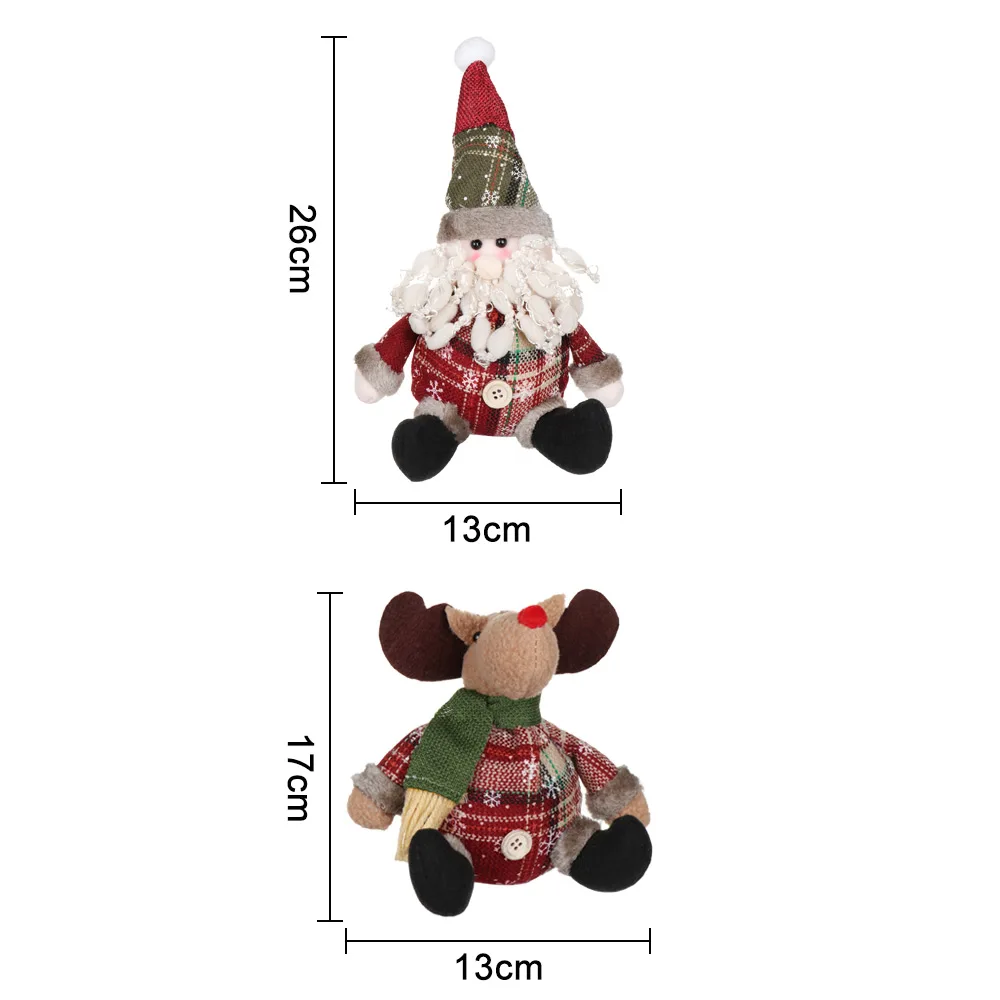 Cute Christmas Santa Claus Snowman Elk Doll Toys Christmas Tree Hanging Ornament Decoration For Home Xmas New Year Party Gifts