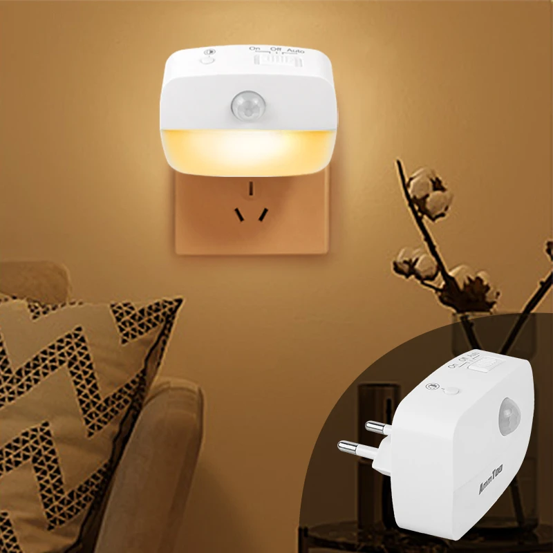 AUVON Plug-in LED Motion Sensor Night Light with Dusk to Dawn