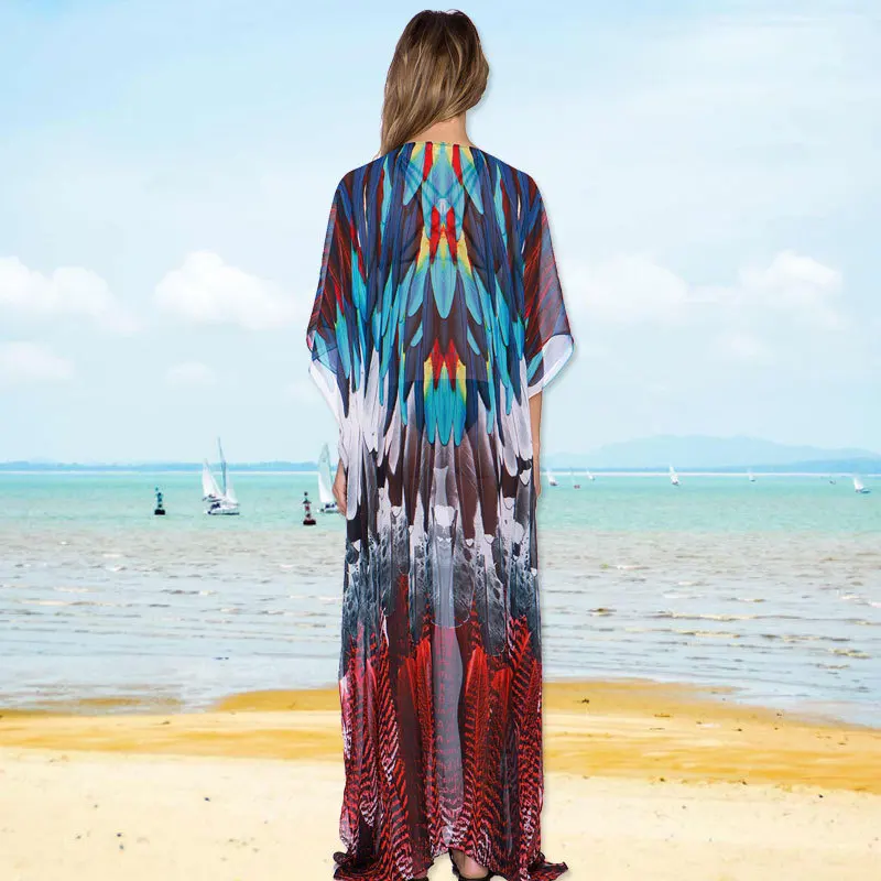 Для женщин пляжное платье длинное размера плюс Boho Chic элегантные женские платья парео платья для девочек, комплект летней одежды для семьи, одежда для Для женщин платье в стиле Boho-Chic Длинные