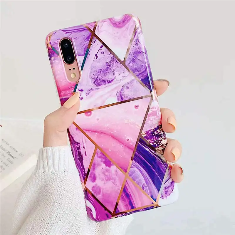 3 Гальванический геометрический мраморный чехол для телефона huawei P30 Pro P20 Lite mate 30 Lite 20 Pro Чехол Силиконовый мягкий ТПУ - Цвет: 3