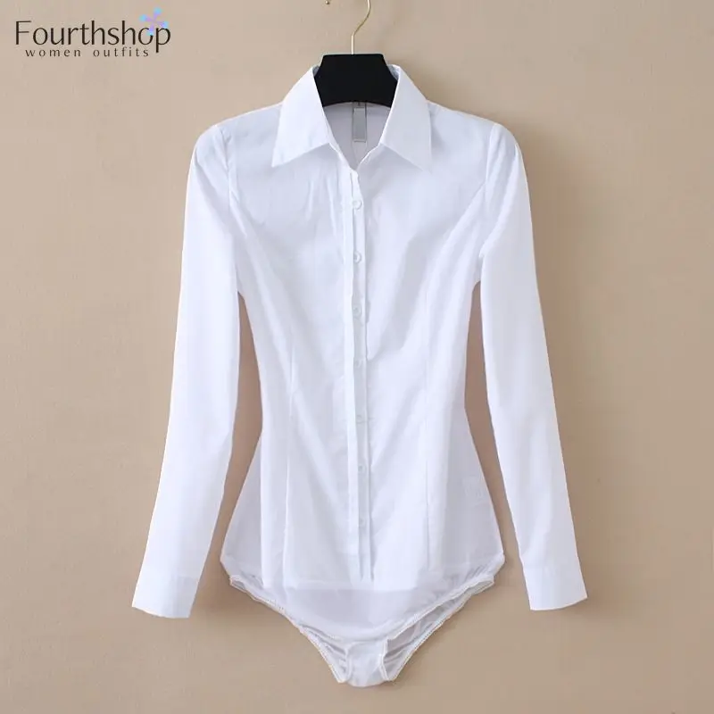 White Blouses and Tops Women Long Sleeve Body Shirt Office Lady Business Work Bodysuit Female Fashion Jumper Autumn Romper 2020 womens blouses