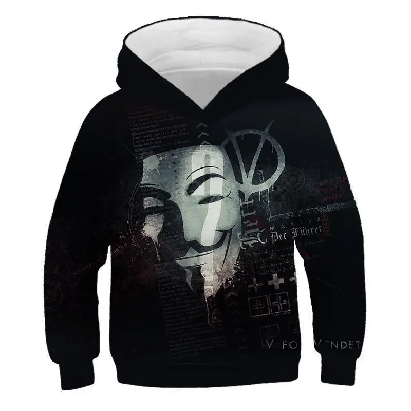 V for Vendetta/толстовка с капюшоном с 3D принтом для мальчиков и девочек, Забавная детская толстовка с капюшоном, коллекция года, модная детская толстовка с 3d принтом, хип-хоп X Task Force