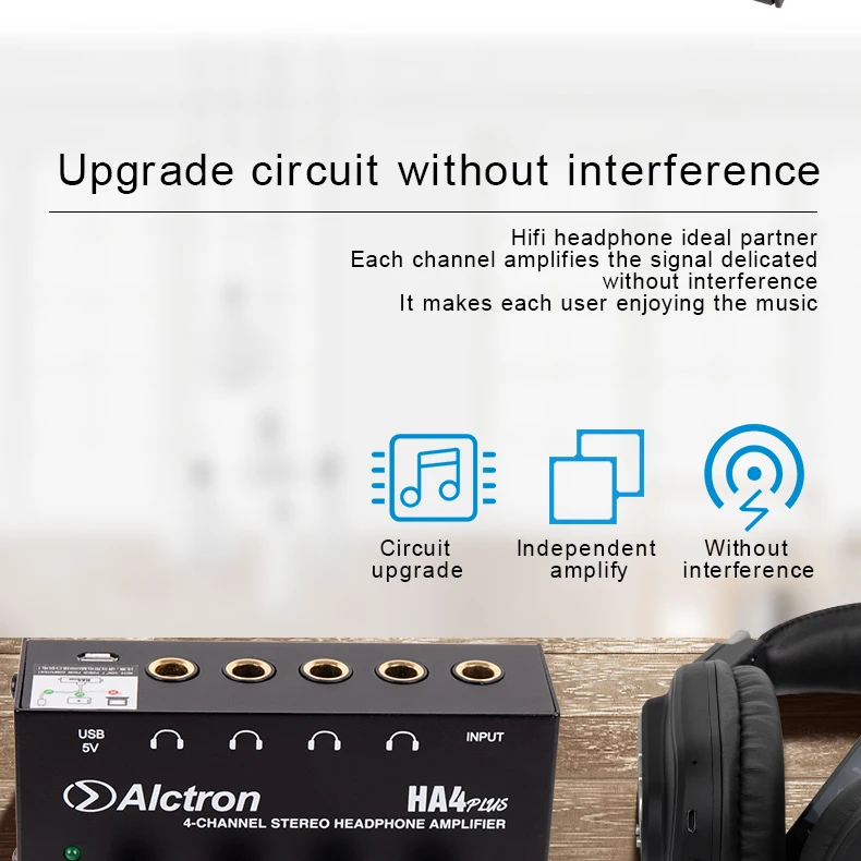 Новейшая модель; ALCTRON HA4plus 4-канальный стерео мини-усилитель для наушников USB интерфейс работает запись студийные наушники сплиттер