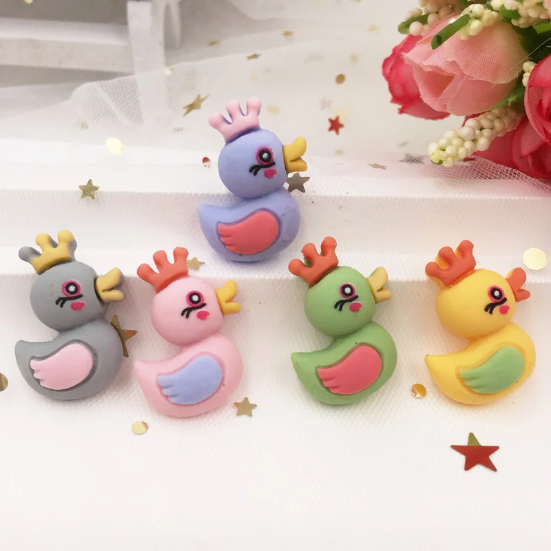 Ручная роспись смолы микс Kawaii красочная Корона утка Flatback Камень кабошон 10 шт.