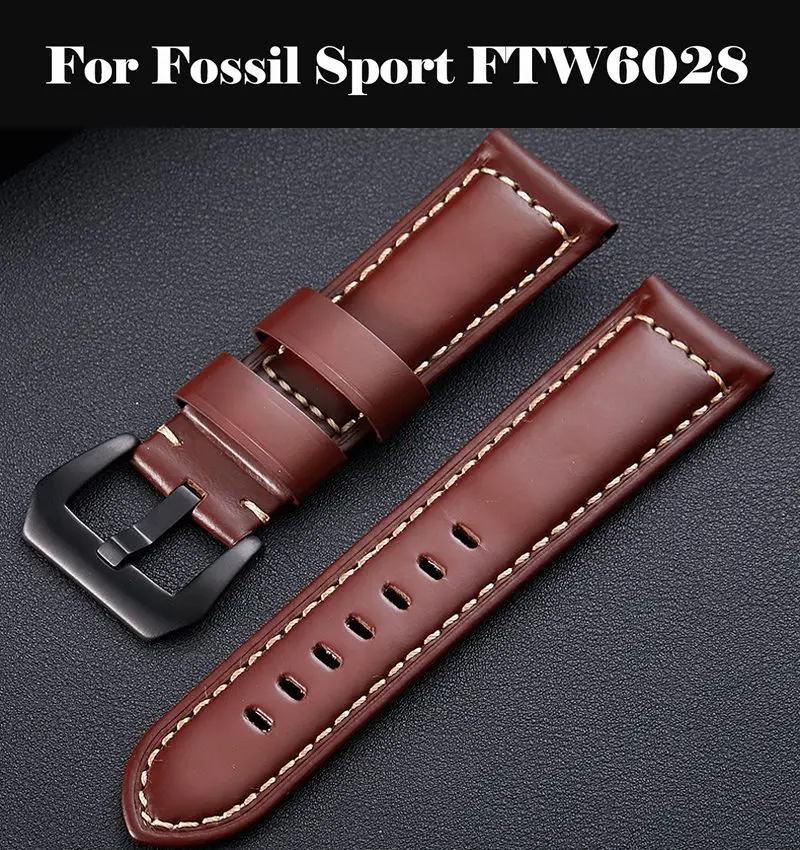 

20 22 26 MM Genuine Leather watch band smart watch accessories bracelet strap band For Fossil Sport FTW6028