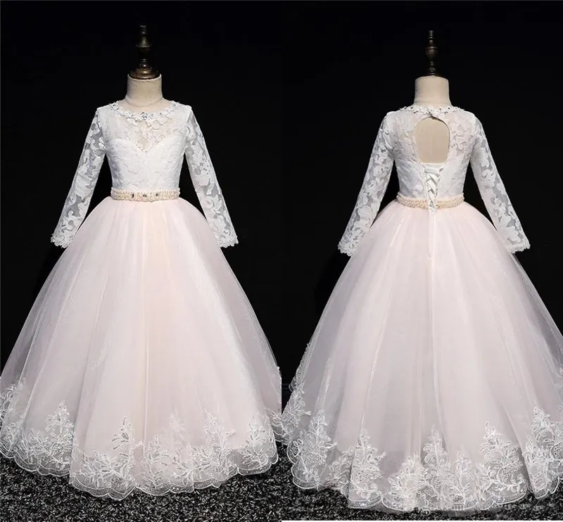 Платье для девочек с розовым цветком, светильник на заказ, кружевное платье из тюля с оборками и вырезом-лодочкой на спине, платье для первого причастия для девочек