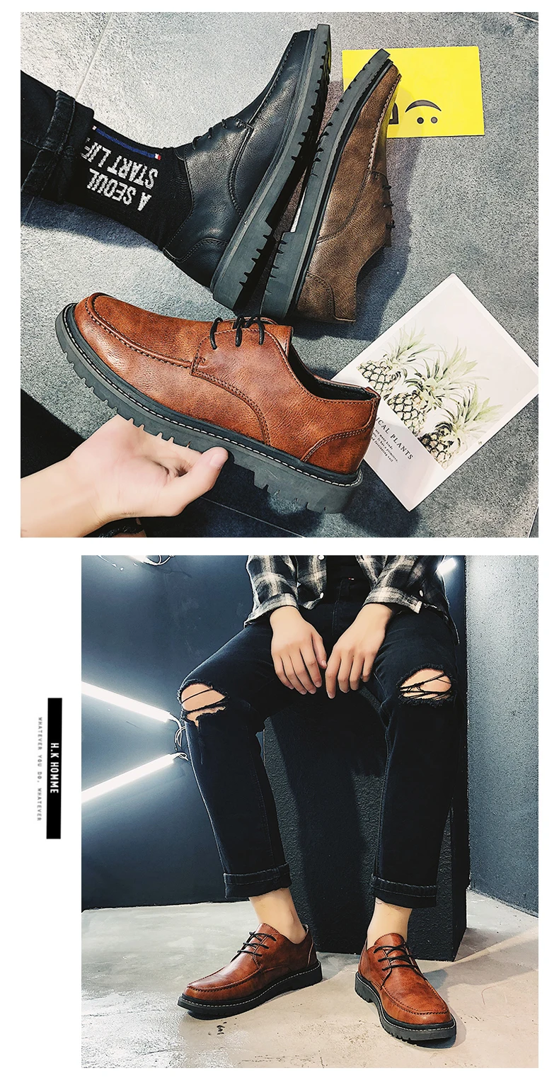 Мужская кожаная обувь из натуральной кожи; коллекция года; сезон осень; мужские лоферы в деловом стиле; мужская обувь на шнуровке; классические мужские лоферы на плоской подошве; HC-588