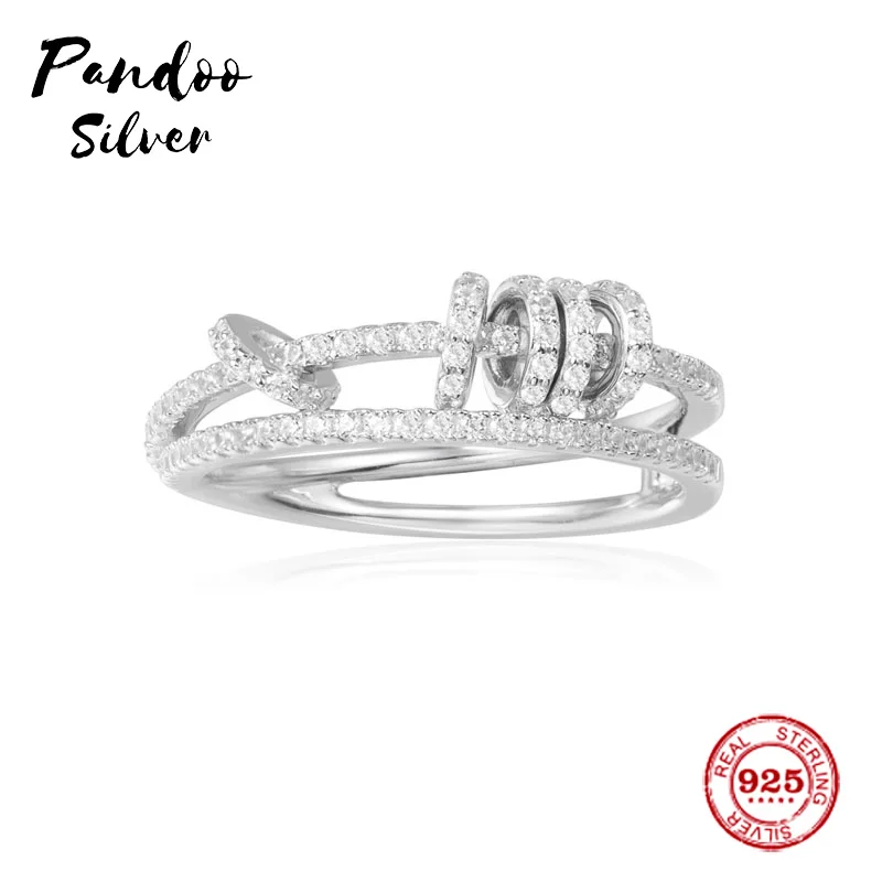 

Fashion Charm Sterling Silver Copy 1:1 Replica,Silver Double Line Ring With Mini Rings Women Monaco Jewelry Gift With Logo