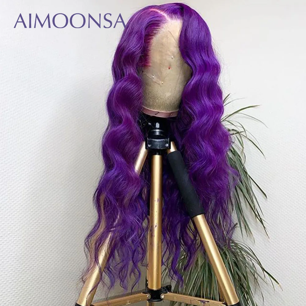 

Purple Wig Human Hair 13x6 Lace Front Wigs For Women Hair Wigs Body Wave Wigs Colored Human Hair Wig With Baby Hair Ombre Wigs