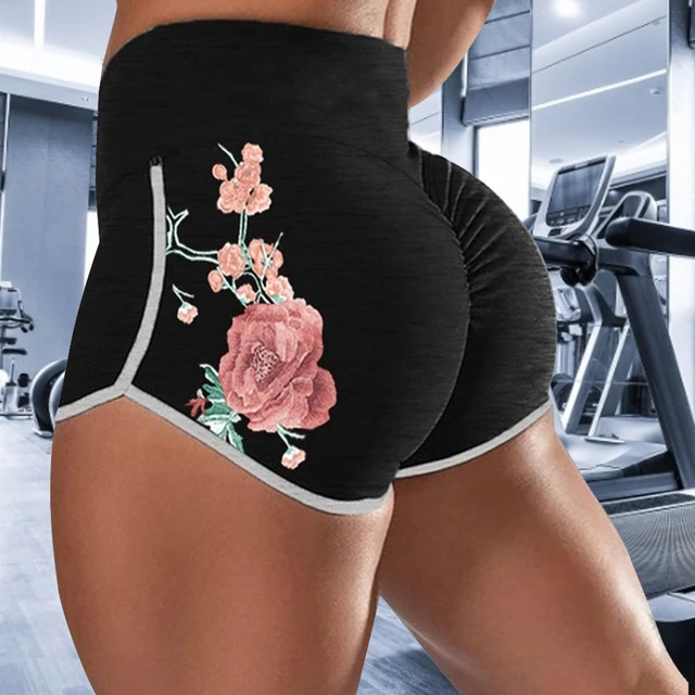 Women floral print shorts Leggings sexy hip-lifting fitness Sports