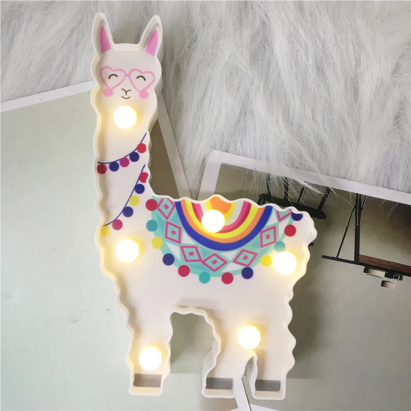 Alpaca 3D единорог; Фламинго милые животные светодиодный шатер светильники в форме букв декоративные лампы для внутреннего освещения для свадебной вечеринки тема DIY украшения - Цвет: Alpaca
