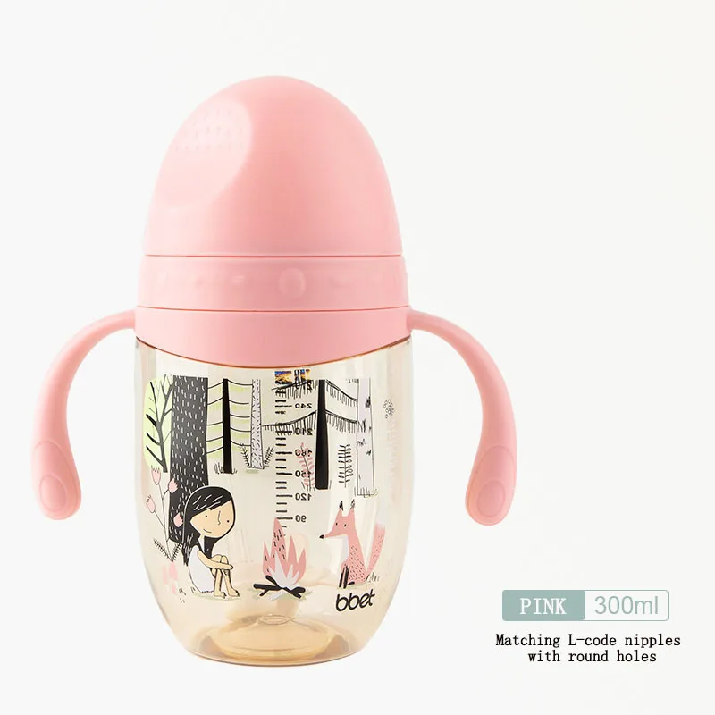 BBET бутылка для малышей 300 мл термостойкая детская бутылка - Цвет: Pink 300ML