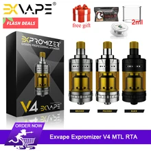 Exvape Expromizer V4 MTL RTA Танк сверху до дна воздушный поток 2 мл/4 мл vape Танк одна катушка герметичный распылитель vs Zeus X