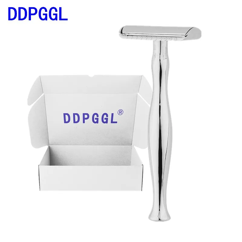 

DDOGGL Men's Safety Razor Closed Comb Double Edge Razor Zinc Alloy Classic Manual Shaver Long Handle Shaving Razor 10 Blades