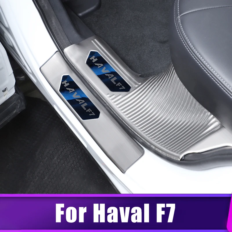 

For Haval F7 F7X 2019 2020 2021 Car Door Sill Protector Threshold Scuff Plate Welcome Pedals Cover Trim Stainless Steel Accessor