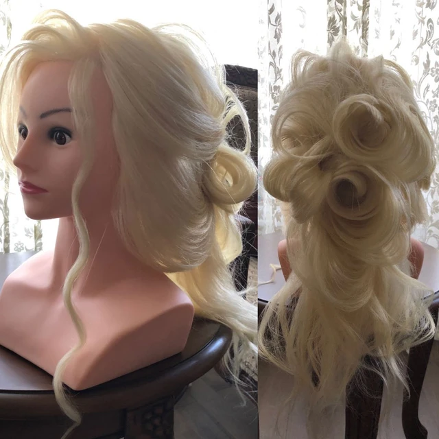 High Grade Mannequin Head With Shoulder 100% Human Hair Doll Head 22inch  Blonde Gold Long Hair Maniquin Head Hairdress Style