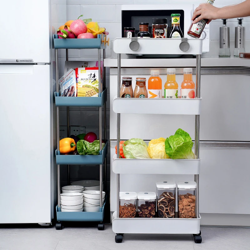 2/3/4 Tier Slim Storage Cart Movable Kitchen Shelf Bathroom Rack With Roller Living Room Gap Home Organizer | Дом и сад