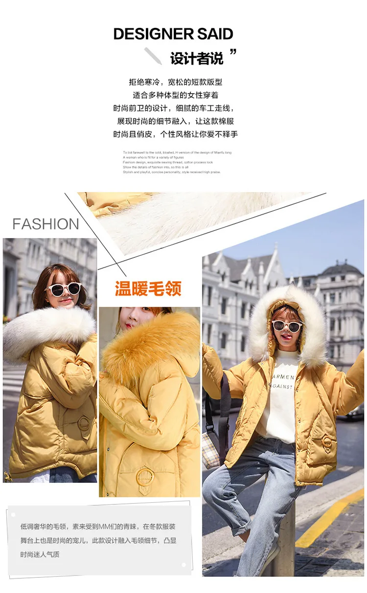 Пуховик с хлопковой подкладкой, одежда для женщин,, корейский стиль, Dongdaemun, короткий рост, для студентов, свободный крой, одежда с хлопковой подкладкой, Sho