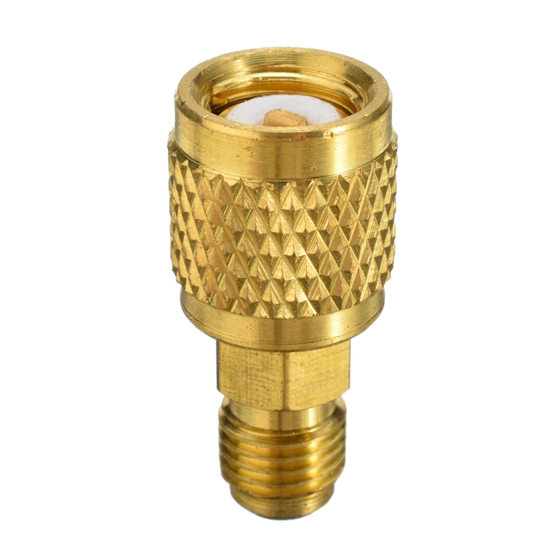 Duokon New AC R410A Brass Adapter Fitting 1/4 Male to 5/16 Female w/Valve Core Charging Hose to Pump Duokon New AC R410A Brass Adapter Fitting 1/4 Male to 5/16 Female w/Valve Core Charging Hose to Pump