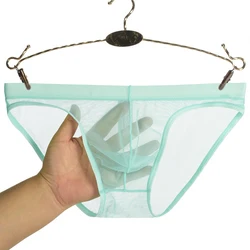 M-3XL 8Colors Solid Men Low Waist Ultra-Thin Transparent Mesh Briefs Breathable Soft See Through Lingerie Underwear