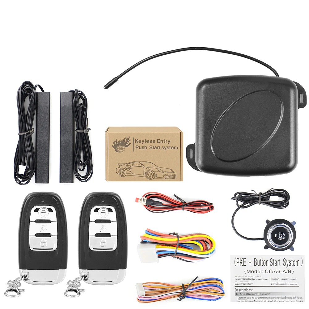 Car Keyless Entry Engine Start Alarm System Push Button Remote Starter Stop Auto Anti-theft System Remote Control car door lock kit car alarm car alarm kit car remote starter car alarm remote control car remote central kit car remote door lock kit