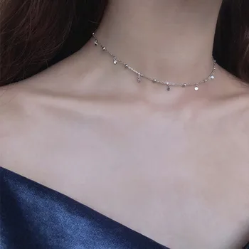 

Bacolod S925 Sterling Silver Geometric Necklaces for Women 2020 Fashion Wedding Engagement Jewelry Beauty Party Choker Necklace