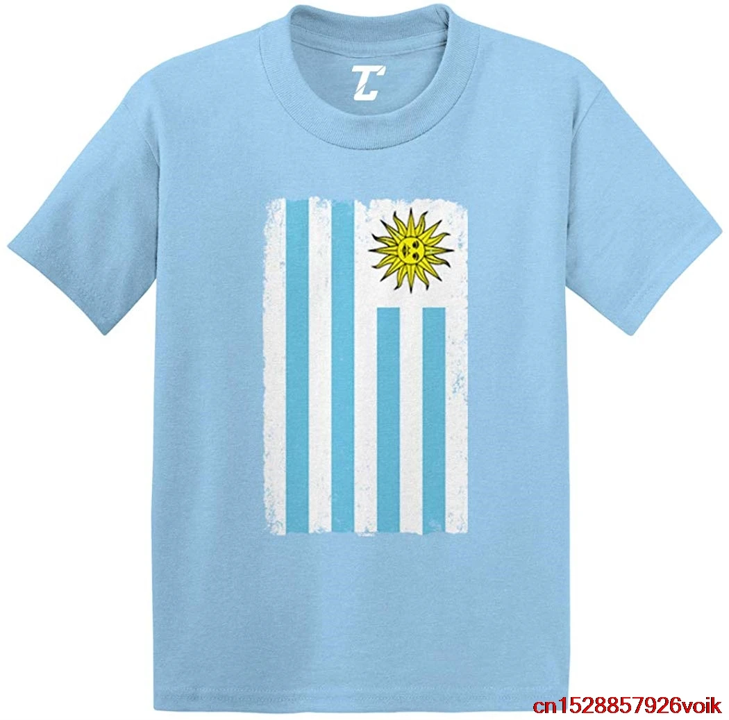 Потертый флаг Уругвай Uruguayan младенец/малыш хлопок Джерси футболка унисекс для