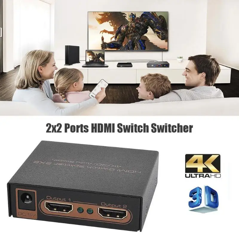 ALLOYSEED 2x2 Переключатель HDMI 2 Вход 2 Выход HDMI разделитель, сплиттер адаптер Поддержка 4K 3D 1080P для PS4 HDTV PC DVD плеер