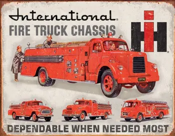 

International Fire Truck Chassis Tin Sign 8" X 12"