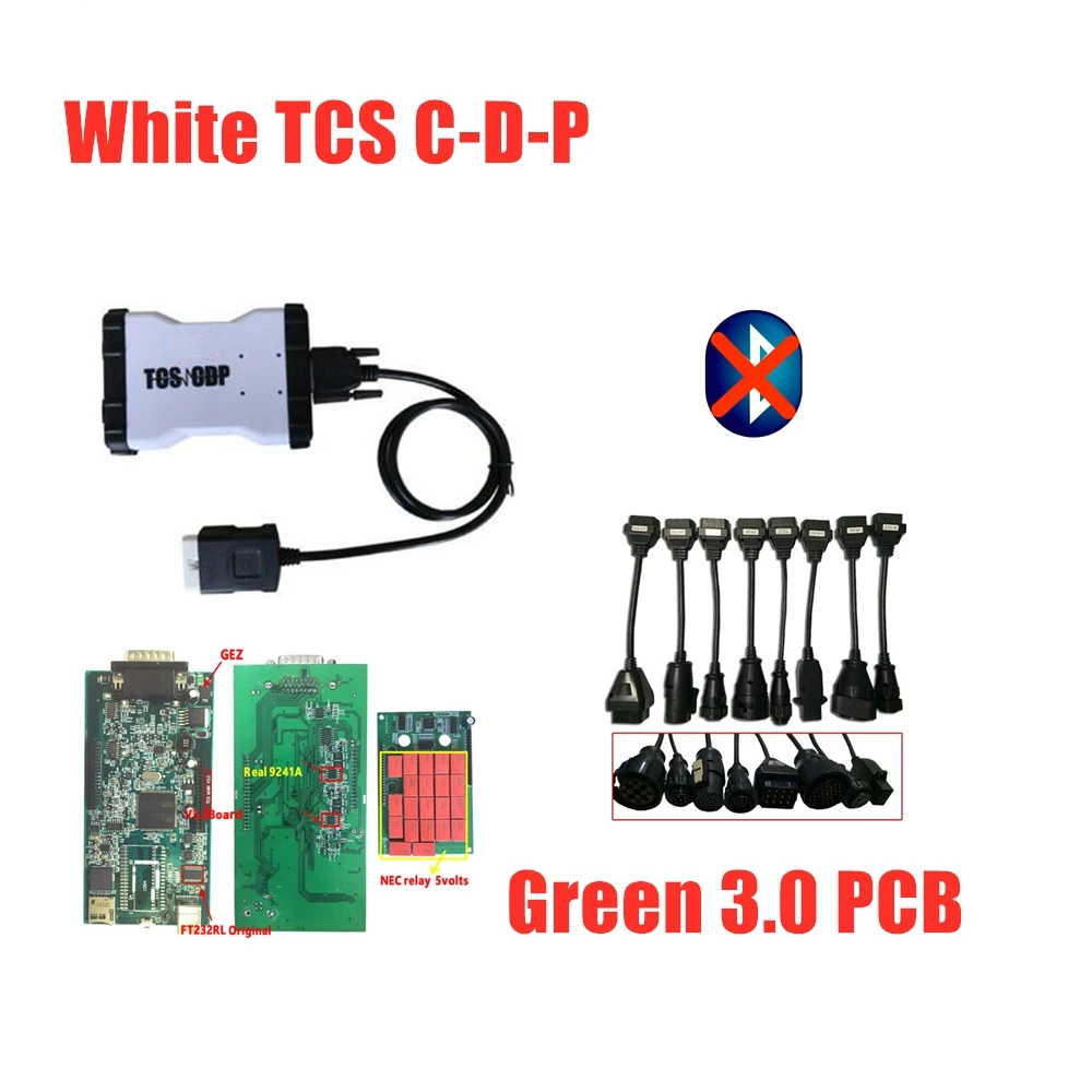 DHL W-O-W Snooper C-D-P V5.008 VD TCS C-D-P vci один pcb для delphis автомобилей и грузовиков obd2 Диагностический Инструмент+ 8 грузовых кабелей - Цвет: without bluetooth