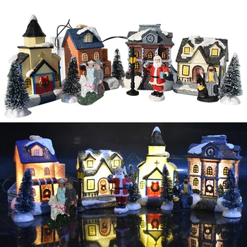 

Easy Install Bedroom Battery Powered DIY Resin Living Room Party Christmas Cabin Ornament Set Gifts Kids Toy Home Decor Holiday