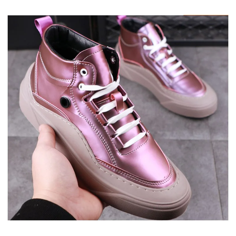 Purple Boots Men Зимние трендовые ботильоны; мужские кроссовки; высокие черные зимние рабочие ботинки с пуговицами; повседневная обувь в стиле хип-хоп heren laarsen zapatillas hombre - Цвет: Purple Boots Men