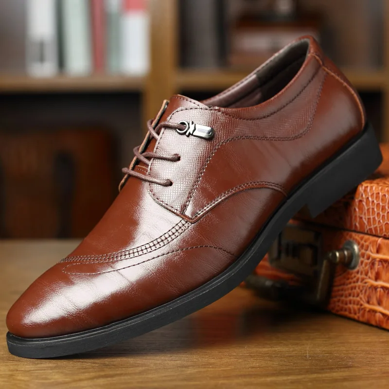 Мужские туфли-оксфорды; обувь в британском стиле; Цвет черный, коричневый; удобная деловая обувь ручной работы; мужская обувь на плоской подошве со шнуровкой; деловая обувь из воловьей кожи - Цвет: Brown