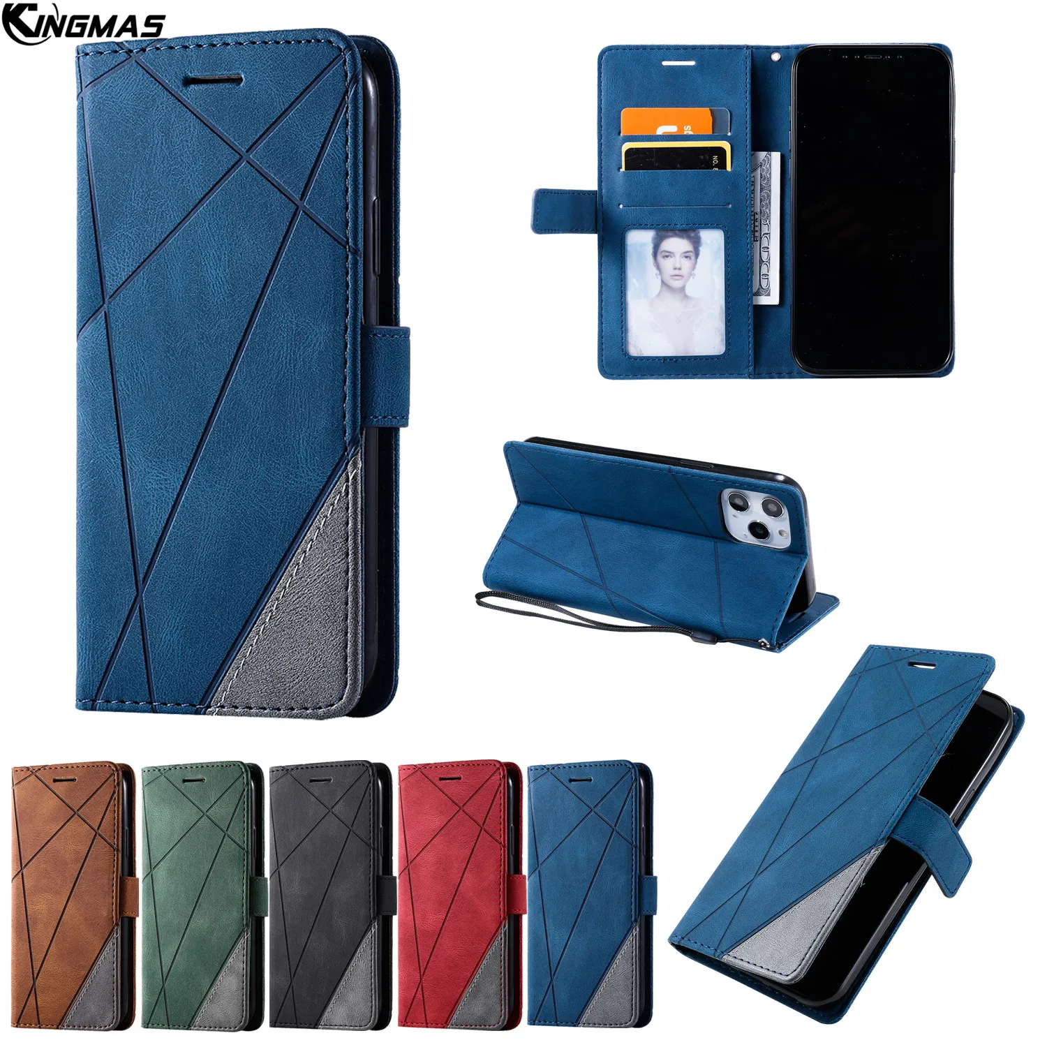 

Leather wallet phone case for iphone 11 12 Pro X XS XR MAX 6 6S 7 8 plus SE phone panel bracket Bank card slot PU+TPU flip cover