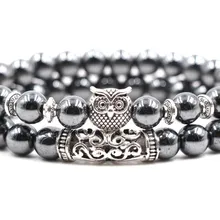 8 мм 2 шт./компл. sg2s эластичные регулируемые Сова голова льва голова Будды микро pave cz Циркон кубический цирконий браслеты из гематита браслет