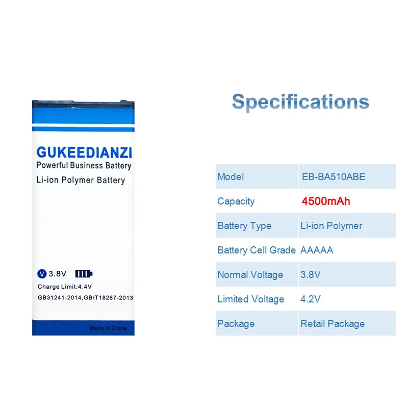 GUKEEDIANZI EB-BA510ABE 4500 мАч Сменный аккумулятор для телефона samsung GALAXY Edition A5 A510 SM A510F A5100