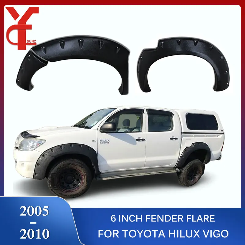 도요타 Hilux Vigo 2005 2006 2007 2008 2009 SR5 MK6 더블 캐빈 자동차 액세서리 블랙 머드 가드 용 6 인치 펜더 플레어