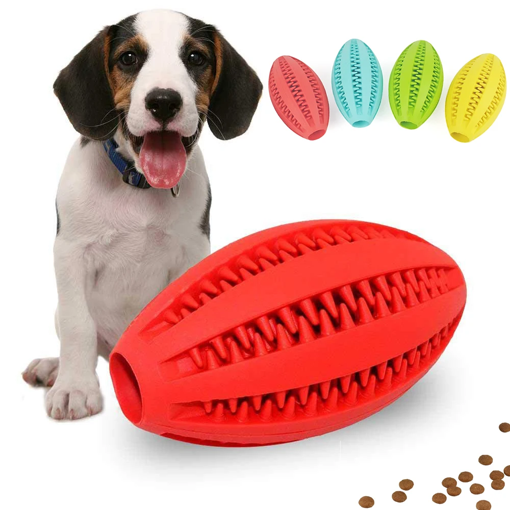 

Pets Chew Toy Durable Rubber Rugby Dog Toy Interactive Training Control Tooth Healthy Treat Cleaning Leakage Food Balls Toys D35