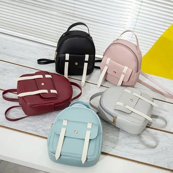 

2020 Mini Backpack Women Korean Style PU Leather Shoulder Bag For Teenage Girls Multi-Function Small Bagpack Female Phone Pouch