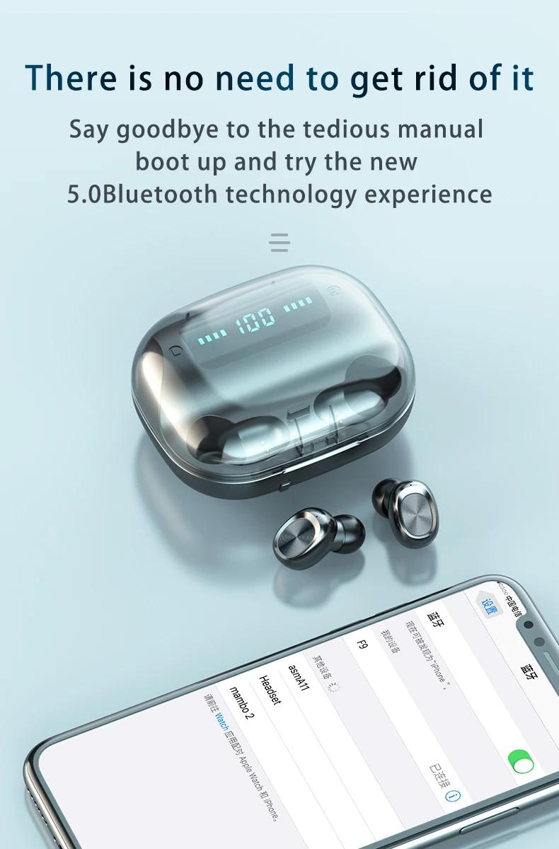 Новинка 5,0, беспроводные наушники с Bluetooth, светодиодный дисплей, цифровой сенсорный TWS Cvc8.0, гарнитура, Поддержка iOS/Android телефонов, HD вызов