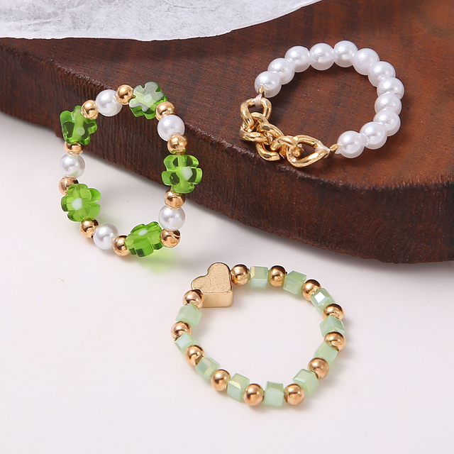 Heart Y2K Ring Set Open Cooper Rings For Women Candy Color Hand-painted Knuckle Rings Jewelry