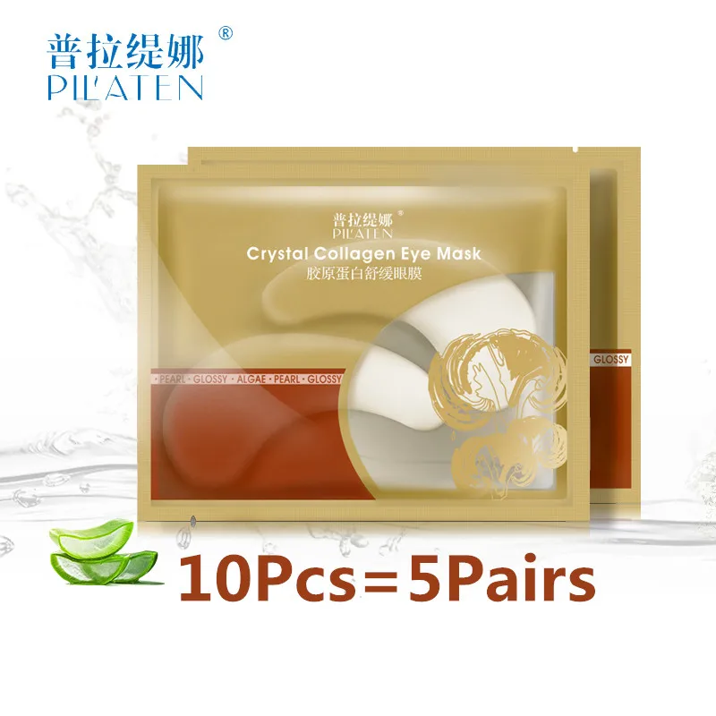 PILATEN 10Pcs=5Pairs Crystal Collagen Eye Mask for Eyes Face Skin Care Anti Wrinkle Cosmetics Moisture Dark Circle Eye Mask 10pcs 5pairs hot sale bioaqua crystal collagen eye mask sticker anti aging anti puffiness dark circles moisturizing eye care