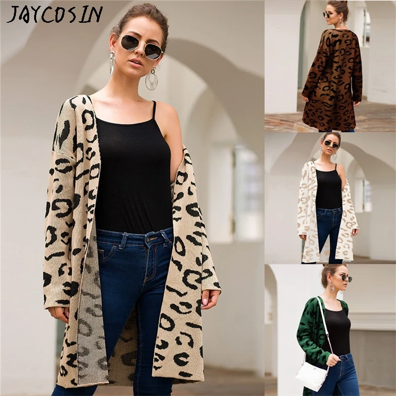 JAYCOSIN свитер с открытым передом и длинными рукавами, вязаный кардиган, свитер большого размера, верхняя одежда, пальто с карманами, женское манто