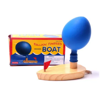 Kids Bath Toys Wooden Balloon Powered Boat Science Experiment Learning Classic Educational Children Early Development Toys 1