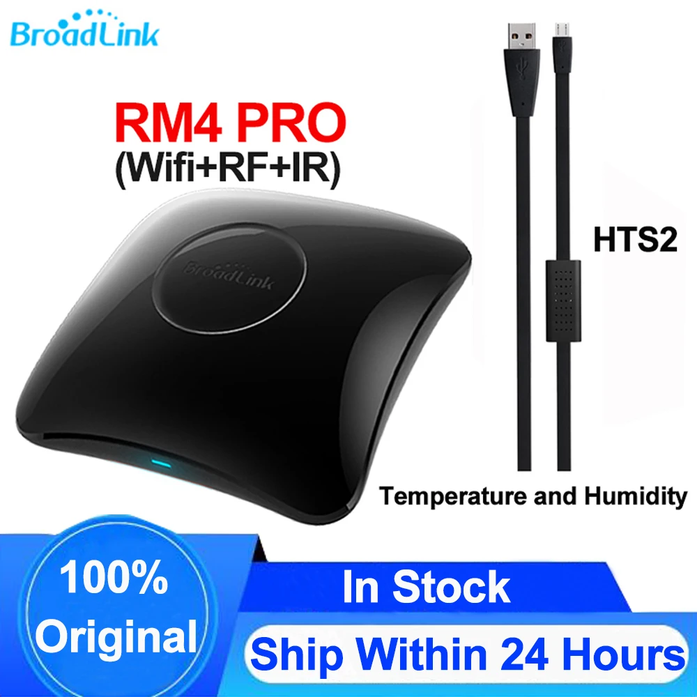 Broadlink RM4 PRO Wifi IR RF Universal Remote Smart Home Remote Controller HTS2 Temperature and Humidity Sensor Work with Alexa