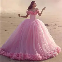 Quinceanera vestido de baile rosa 3d flores princesa espartilho tule sparkles doce 16 vestidos debutante