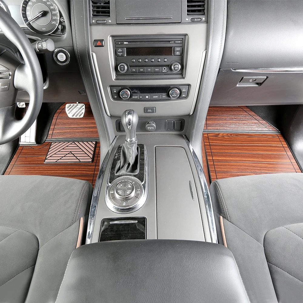First Row X4 Для Nissan Patrol Y62 Armada Авто синтетический задний фон с изображением деревянного пола коврики Деревянный колодки ковры аксессуары для интерьера - Название цвета: First Row X4