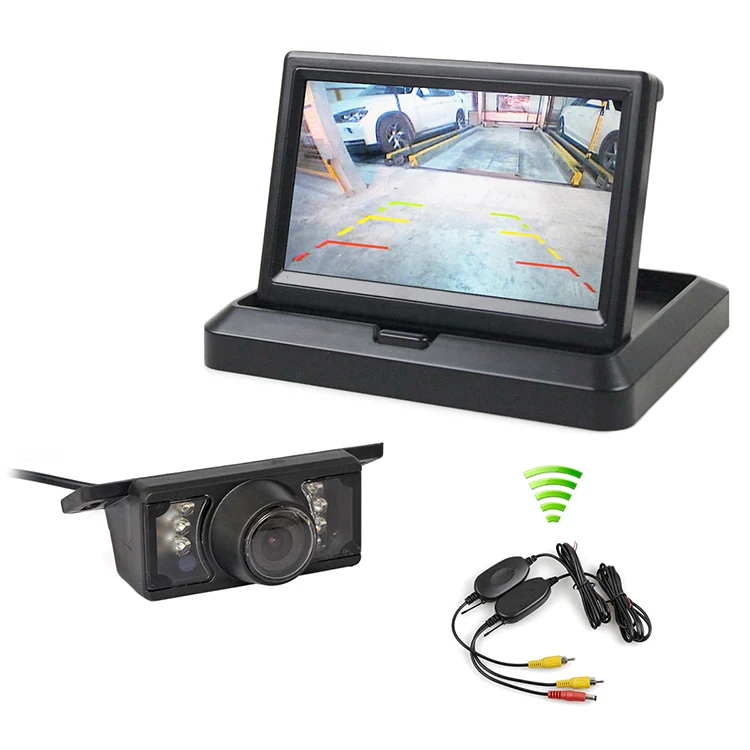 DIYKIT, беспроводной, 800x480, 5 дюймов, складной автомобильный монитор, водонепроницаемый, ИК, ночное видение, резервная камера заднего вида, Автомобильная камера заднего вида