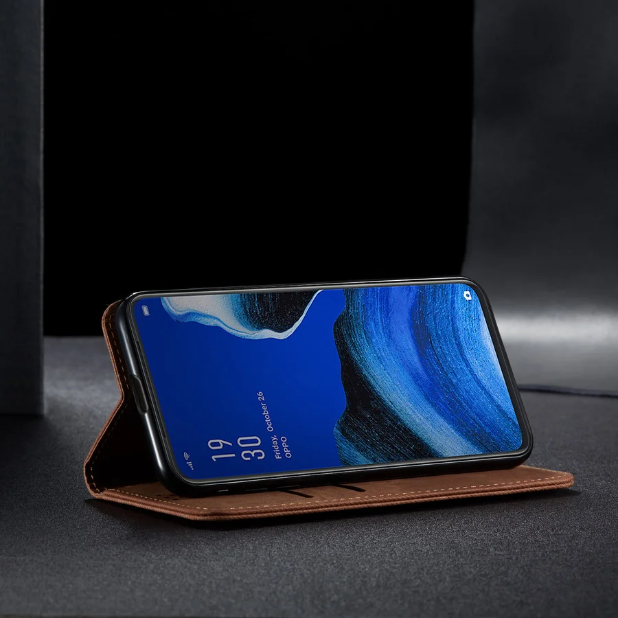 Джинсовый кожаный флип-чехол для OPPO F11 A9 RENO 2 2F 2Z, роскошный магнитный держатель для карт, кошелек, Обложка для книги OPPO Reno2 Reno2z