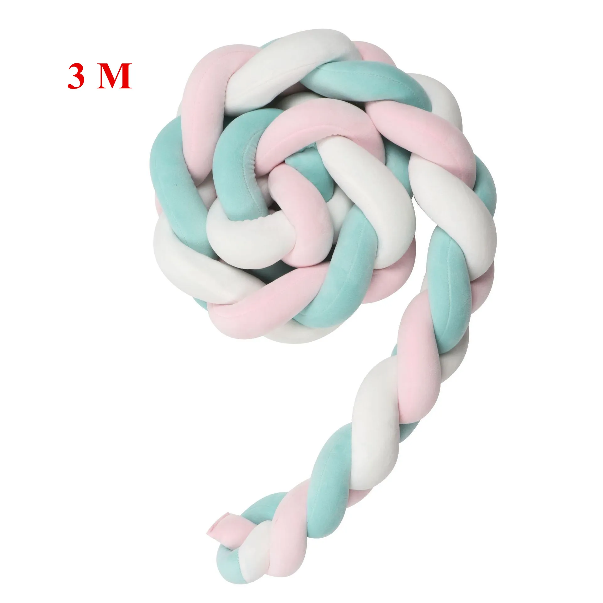 PinkWhiteSkyBlue3M Подушка-бампер для новорожденной кровати с узлом, Подушка-бампер для детской кроватки, бампер для детской кроватки - Цвет: PinkWhiteSkyBlue3M